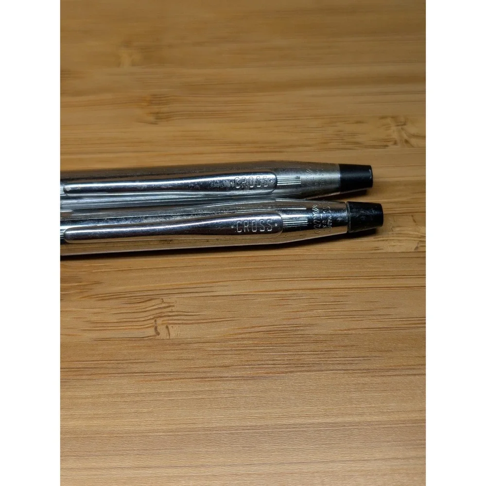 VintagGenuine CROSS Made In USA Silver Ballpoint Pen and Pencil Writing Set